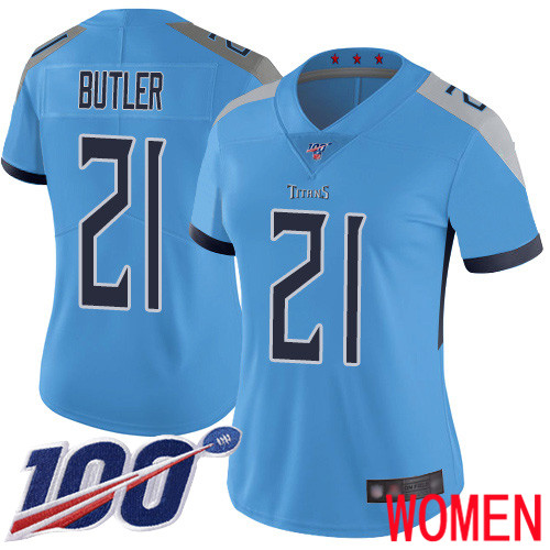 Tennessee Titans Limited Light Blue Women Malcolm Butler Alternate Jersey NFL Football 21 100th Season Vapor Untouchable